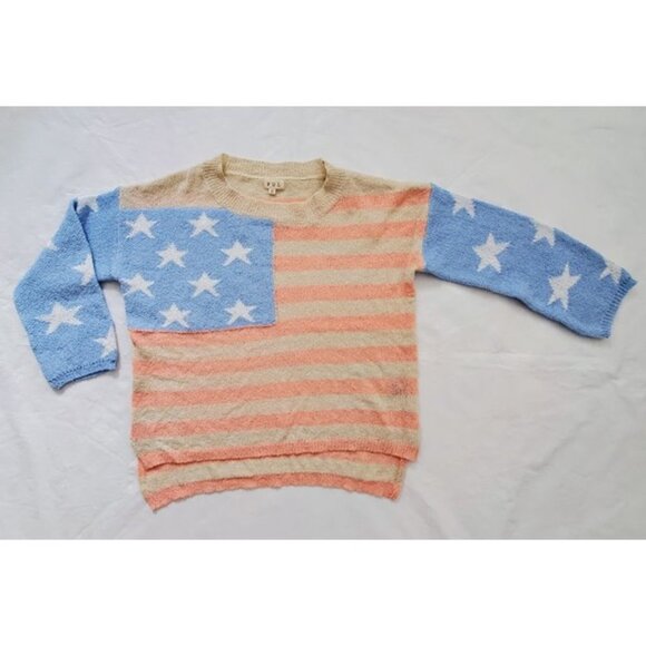POL Oversize Loose Fit American Flag Lightweight Leisure Sweater Knit Top Size S - Picture 2 of 8